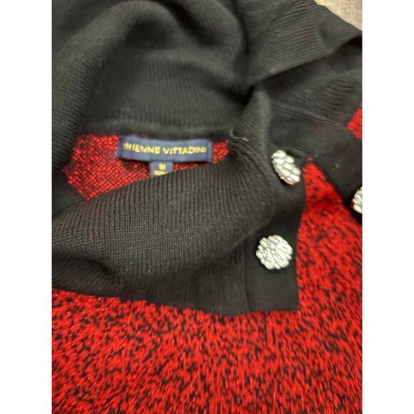 Adrienne Vittadini Red & Black Cowl Neck Sweater Size Medium - Picture 4 of 7